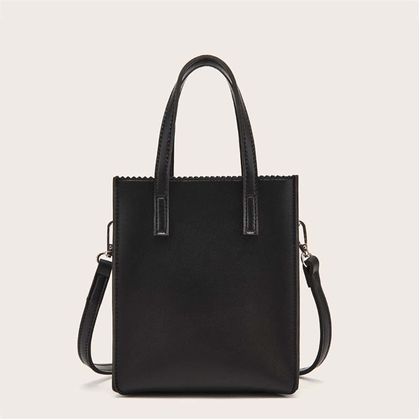 

Minimalist Double Handle Satchel Bag, Black