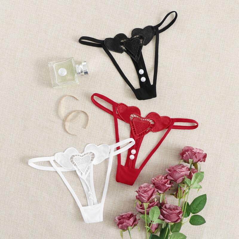 

3pack Faux Pearl Heart Panty Set, Multicolor