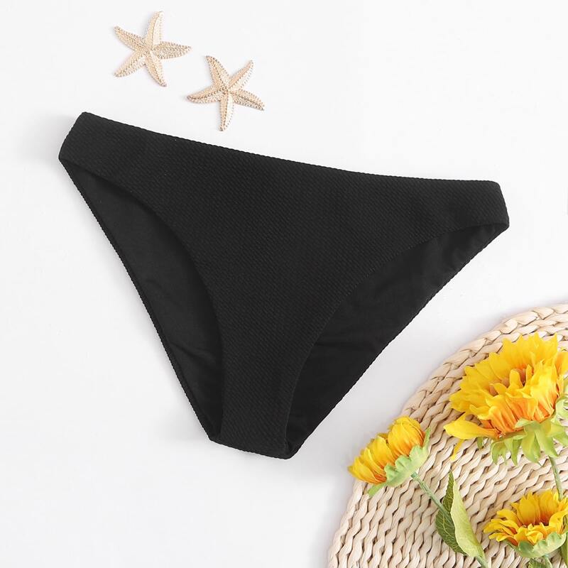 

Textured Black Bikini Bottom