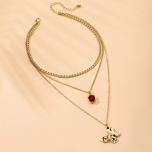 

Butterfly Charm Layered Necklace, Gold