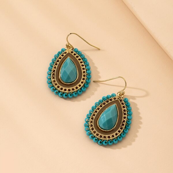 

Color Block Water Drop Earrings, Multicolor