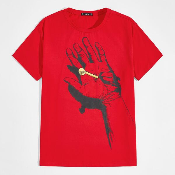 

Men Nail and Hand Print Top, Red