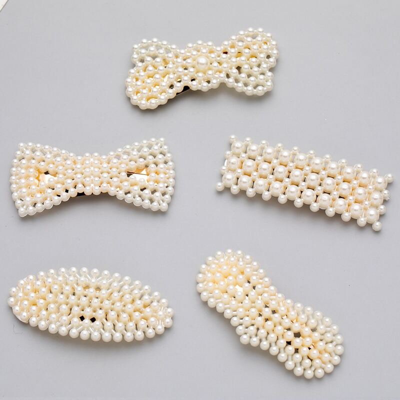 

5pcs Faux Pearl Decor Hair Clip, Gold