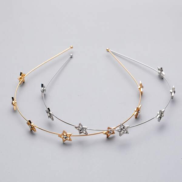 

2pcs Star Decor Hair Hoop, Multicolor