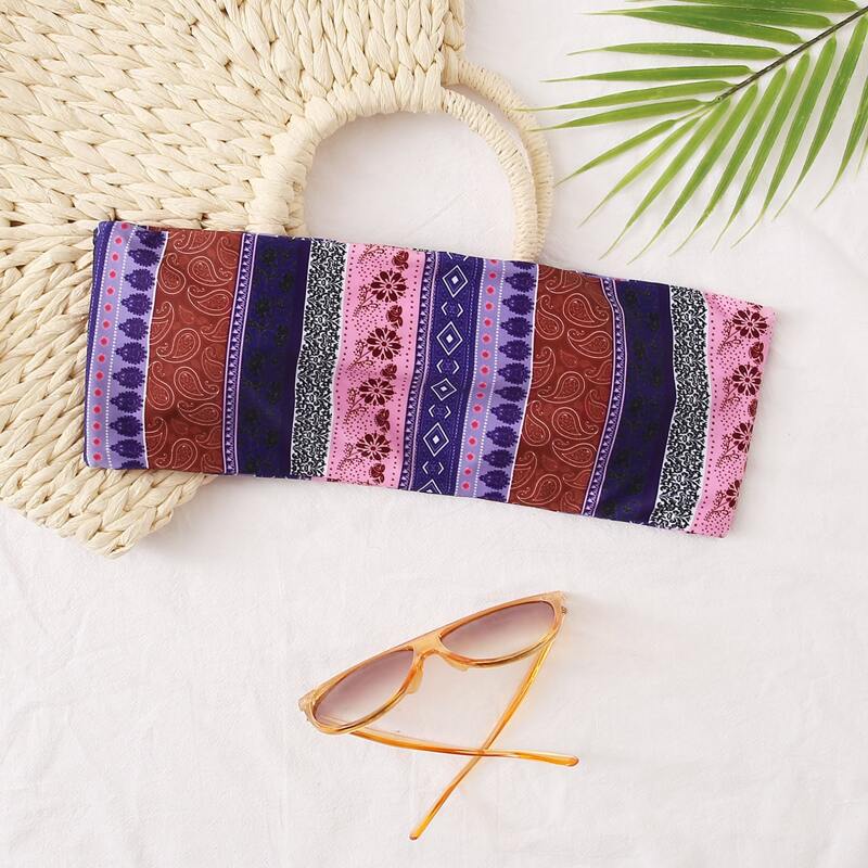 

Tribal & Paisley Bandeau Bikini Top, Multicolor