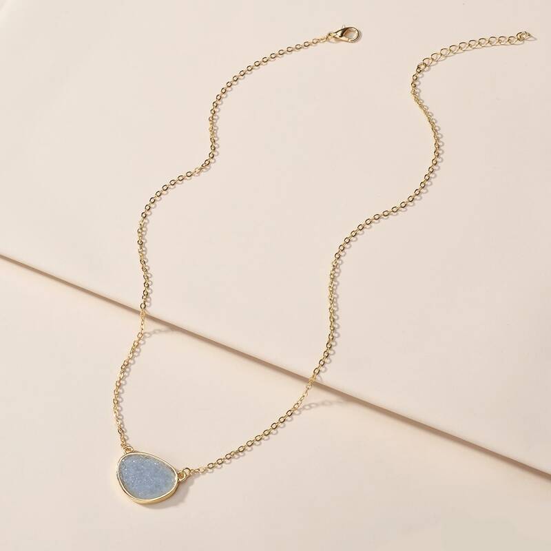 

Stone Decor Necklace, Grey