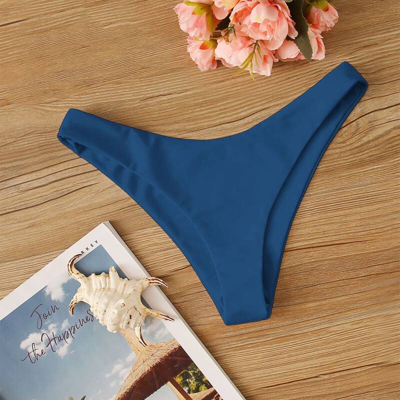 

Solid High Cut Bikini Panty, Navy blue