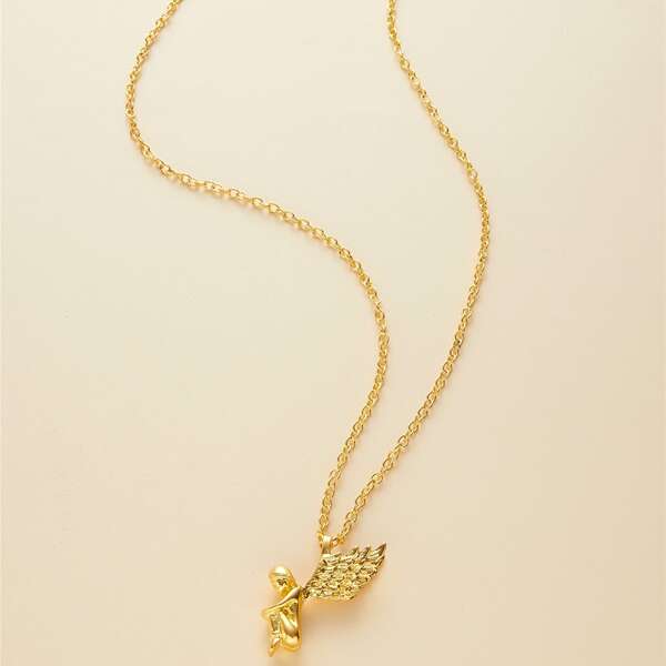 

Angel Charm Necklace, Gold