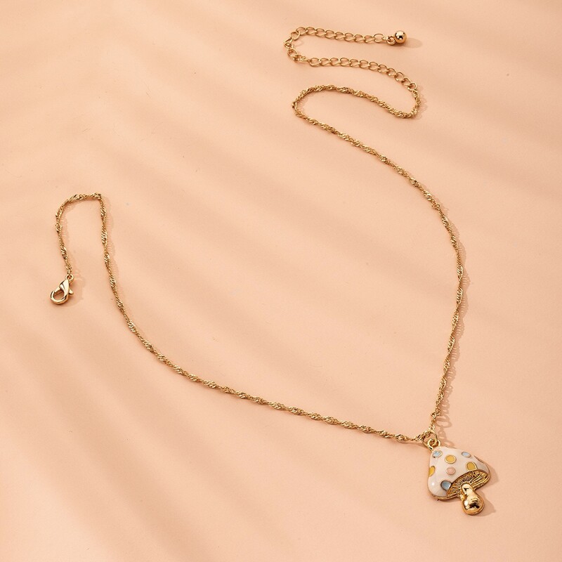 

Mushroom Charm Necklace, Gold