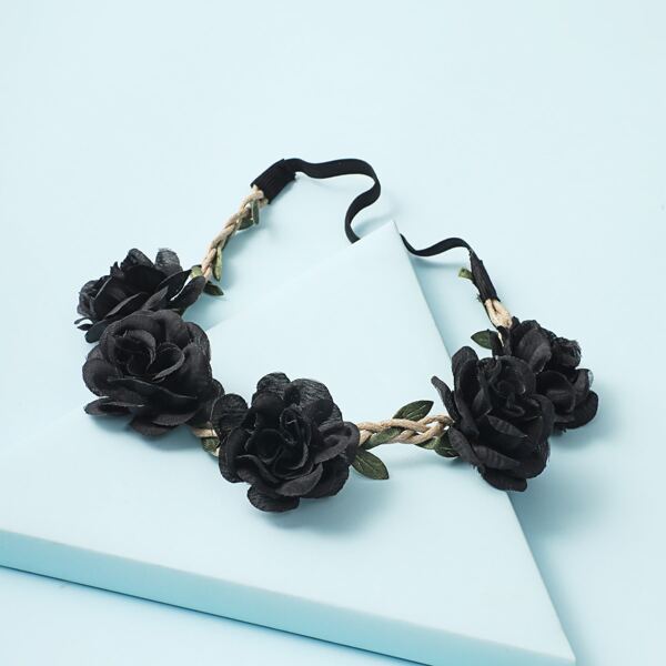 

Flower Decor Headband, Black