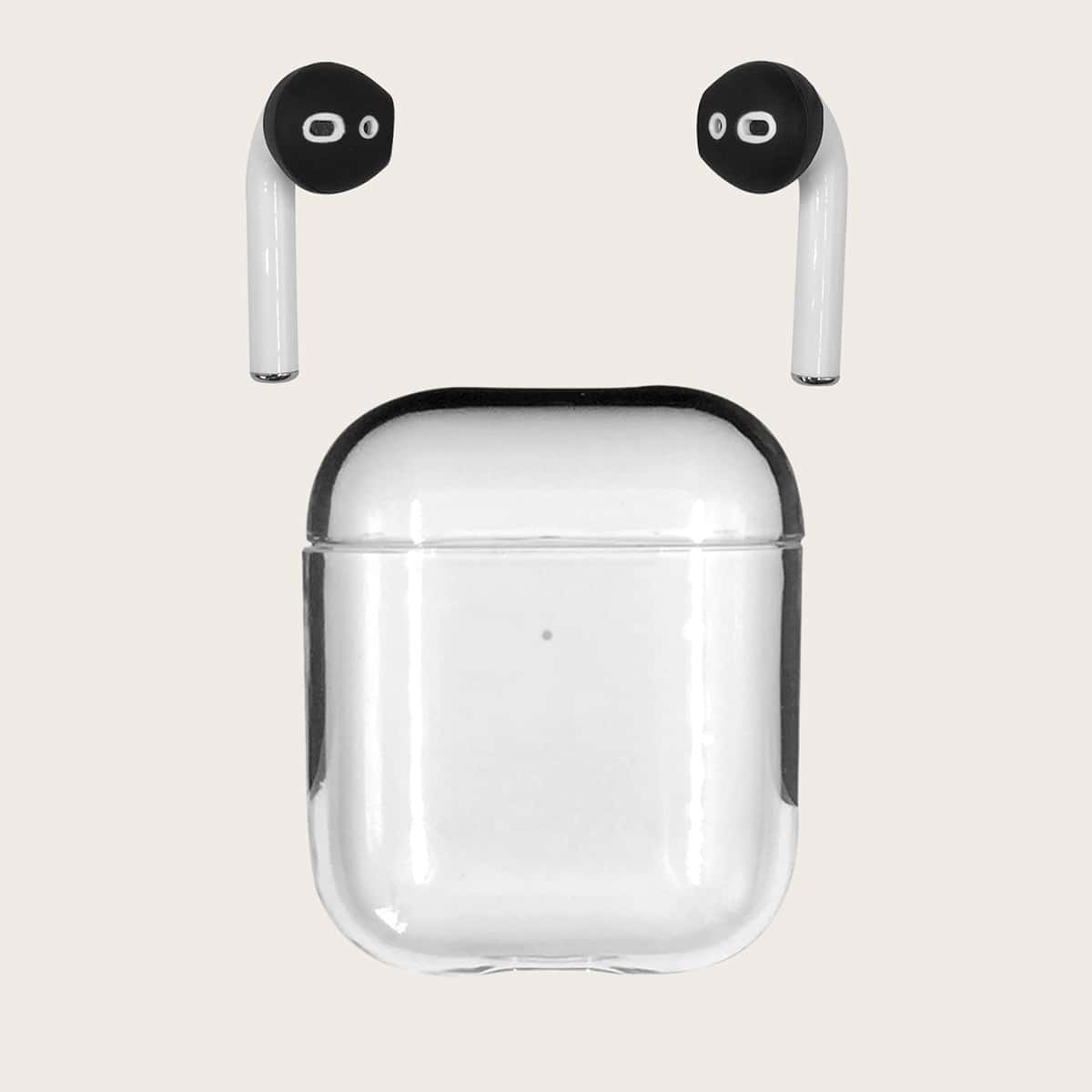 

1pc Clear AirPods Case With 1pair Earphone Cover Cap