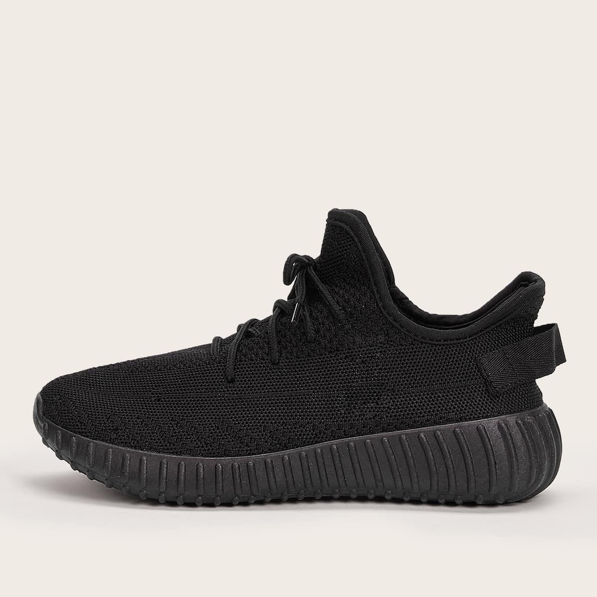 

Solid Knit Lace-up Sneakers, Black