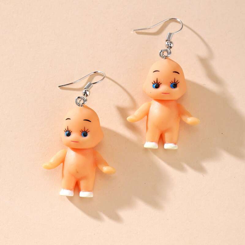

Figure Charm Drop Earrings, Camel