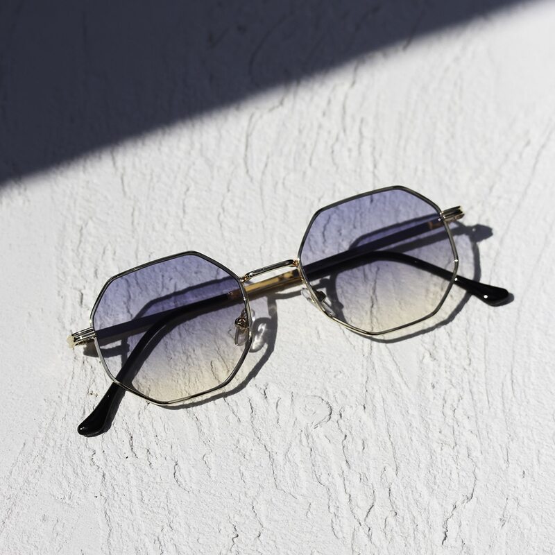 

Polygon Frame Sunglasses, Blue