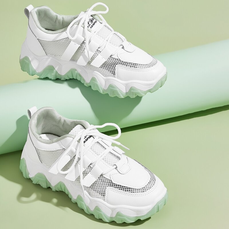 

Lace-up Mesh Chunky Sneakers, Multicolor