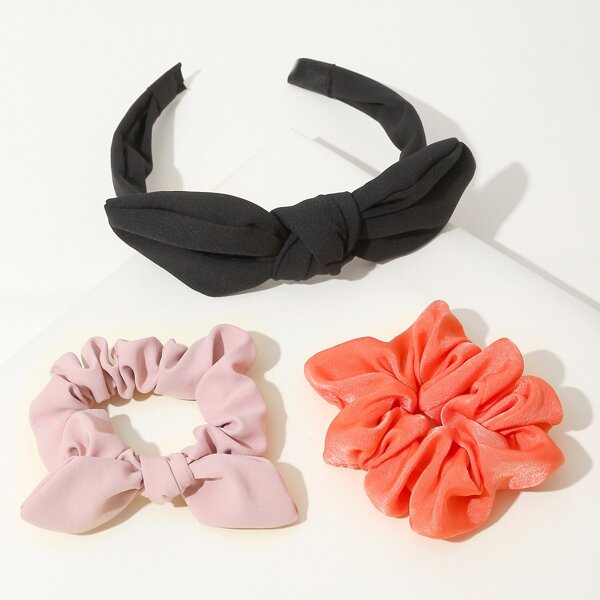 

3pcs Bow Knot Decor Hair Accessory, Multicolor