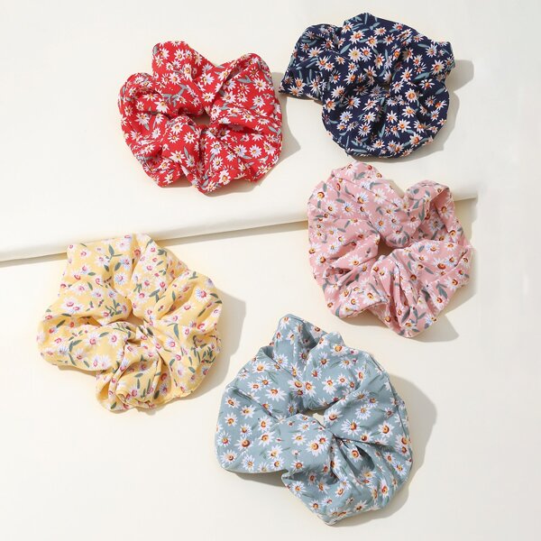 

5pcs Ditsy Floral Pattern Scrunchie, Multicolor