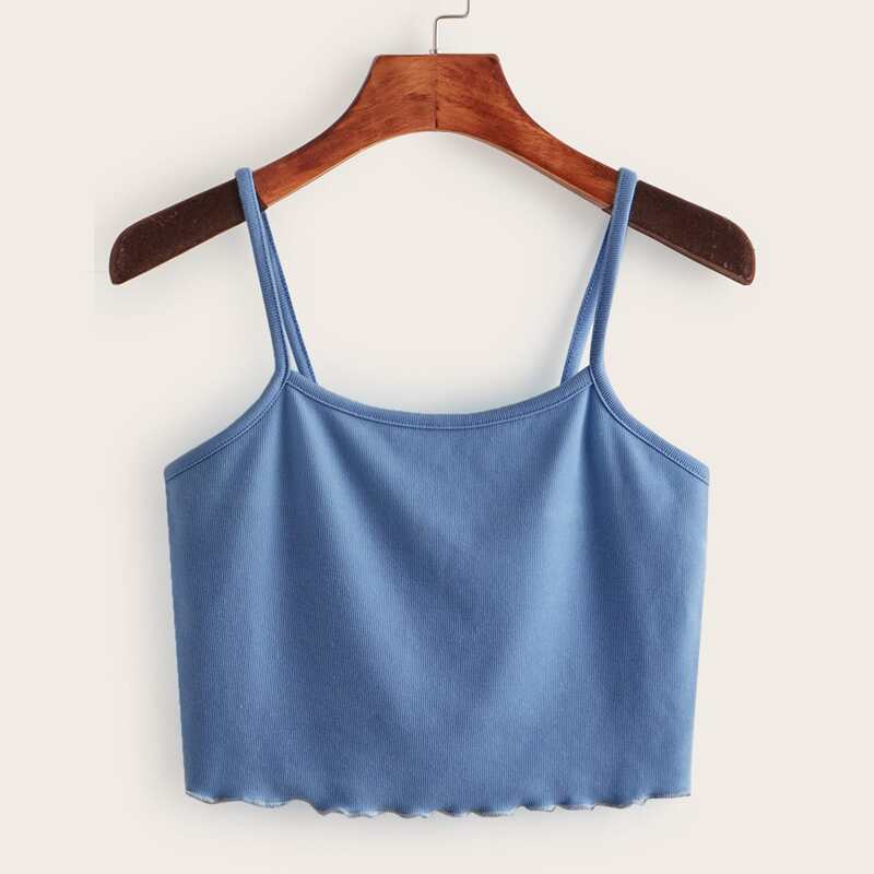 

Lettuce Hem Crop Cami Top, Blue