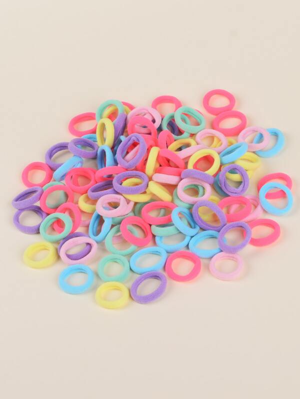 100pcs Toddler Girls Colourful Elastic Hair Tie