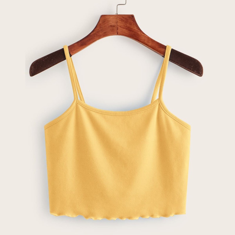 

Lettuce Hem Crop Cami Top, Yellow