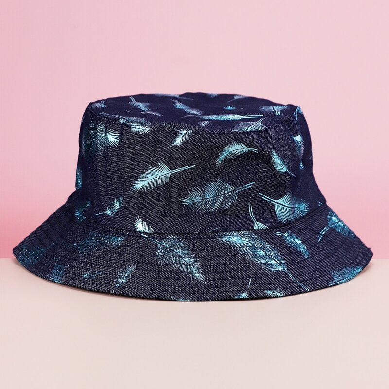 

Leaf Reversible Bucket Hat, Navy blue