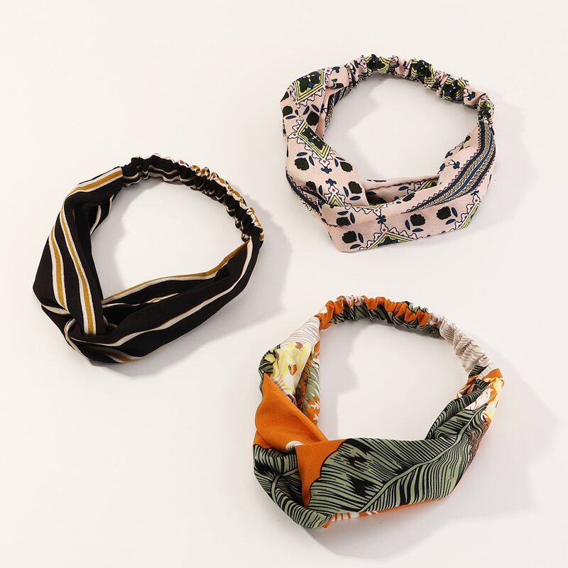 

3pcs Floral Pattern Headband, Multicolor