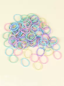 100入組彩色無痕女生髮圈,簡單的馬尾扣,適用於日常使用 - 彩色 - 查看 1