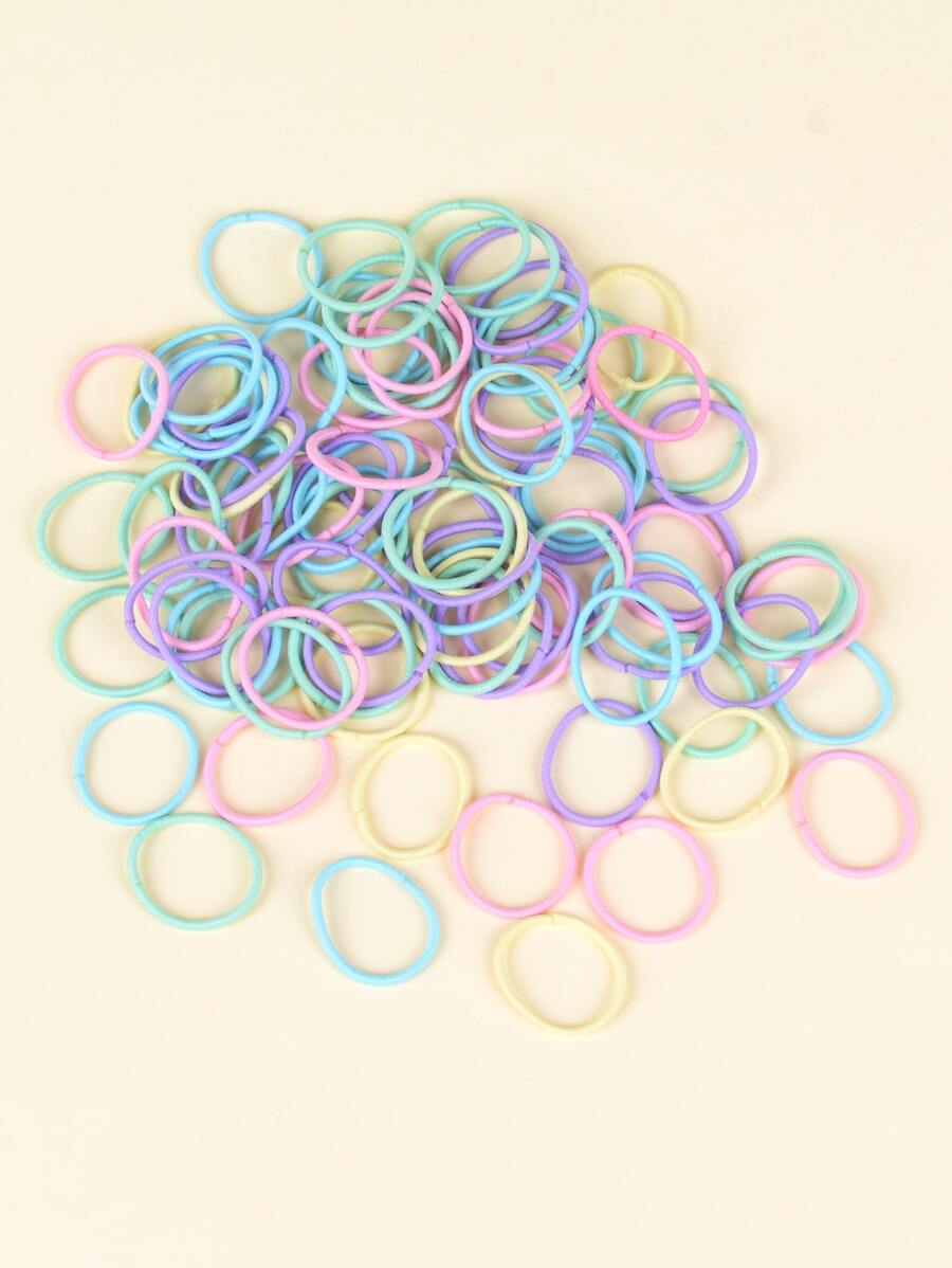 100入組彩色無痕女生髮圈,簡單的馬尾扣,適用於日常使用 - 彩色 - 查看 1