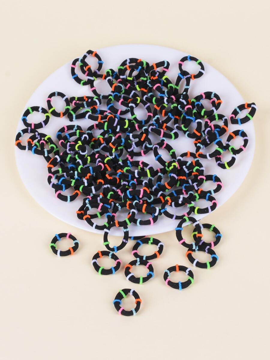 100入組小女童彈性竹節髮圈