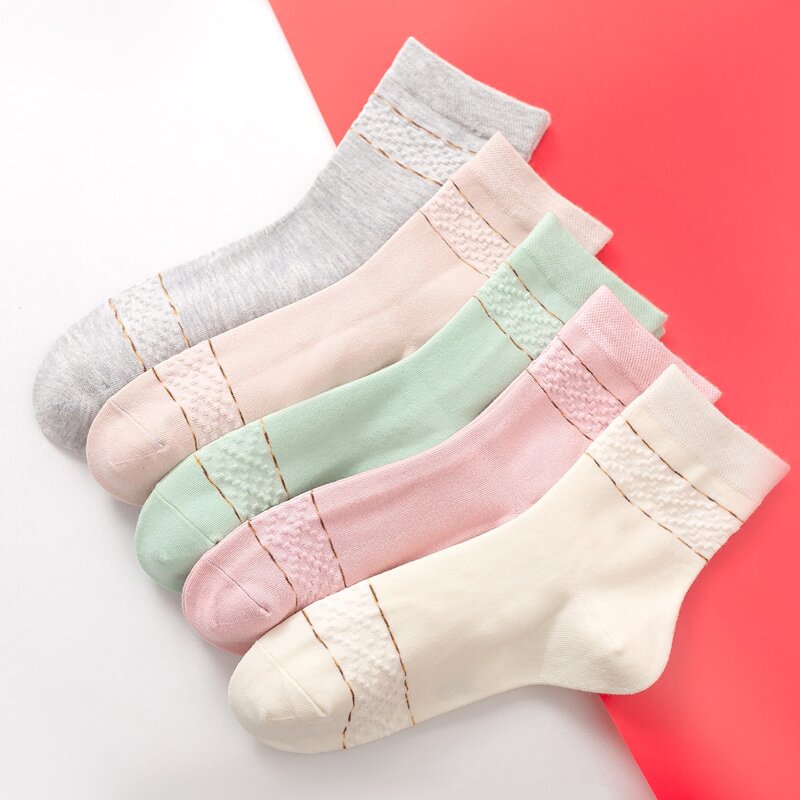 

5pairs Simple Socks, Multicolor