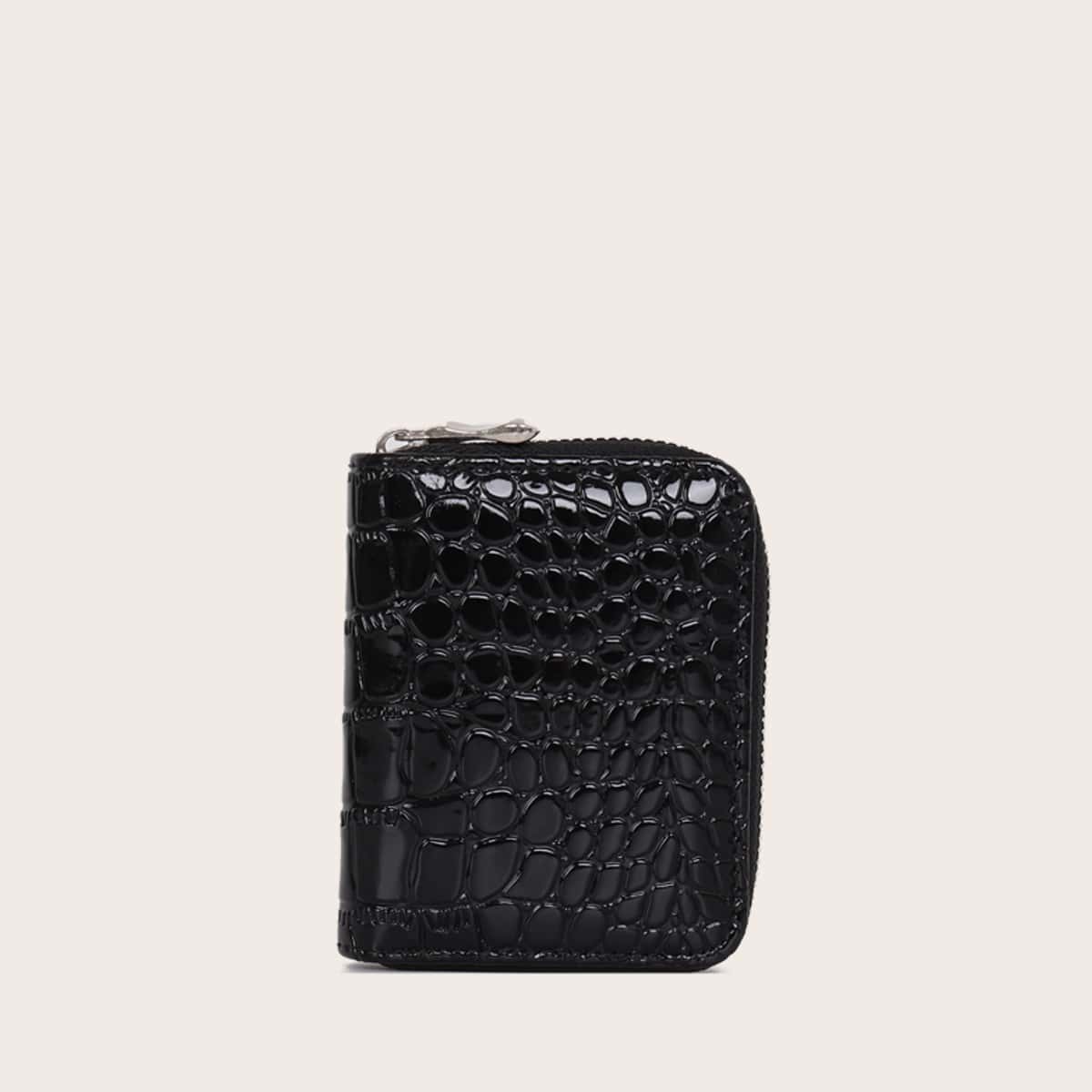 

Croc Embossed Purse, Black