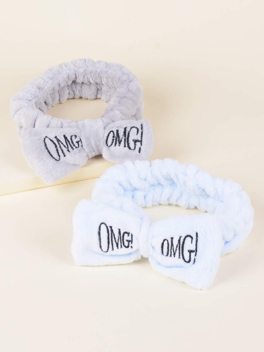 2pcs Girls Embroidery Bow Headband - Multicolor - View 1