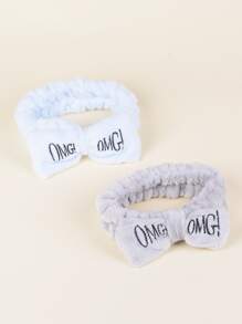 2pcs Girls Embroidery Bow Headband - Multicolor - View 2