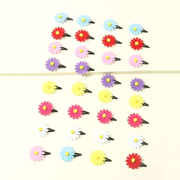 

32pcs Toddler Girls Flower Decor Hair Clip, Multicolor