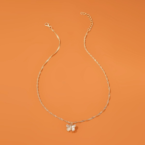 

Butterfly Charm Twisted Chain Necklace, Gold