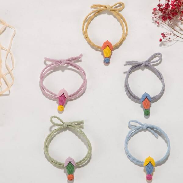 

5pcs Toddler Girls Corn Decor Hair Tie, Multicolor