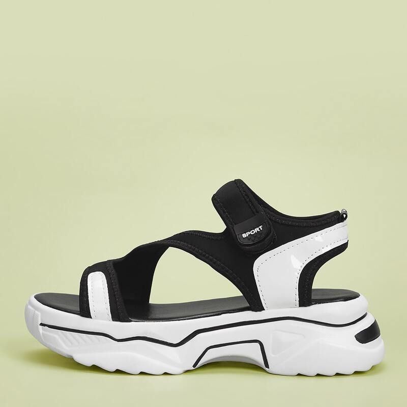 

Colorblock Midform Sandals, Black and white