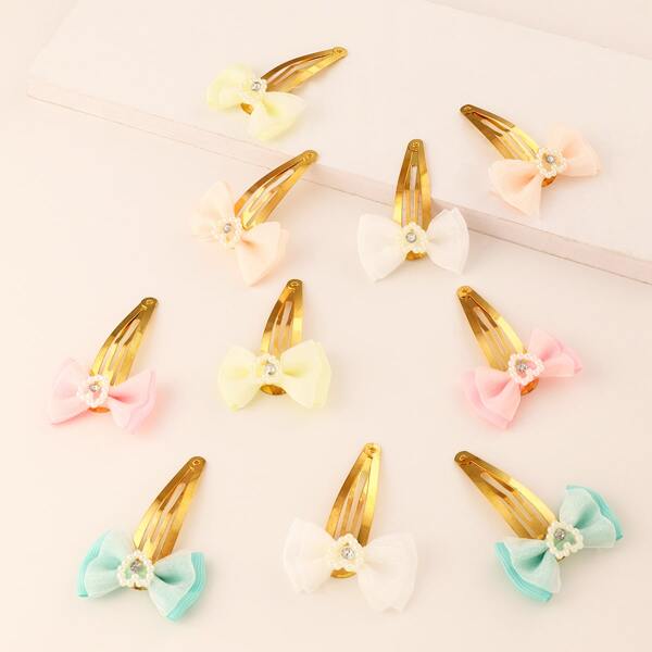 

5pairs Toddler Girls Bow Decor Hair Clip, Multicolor