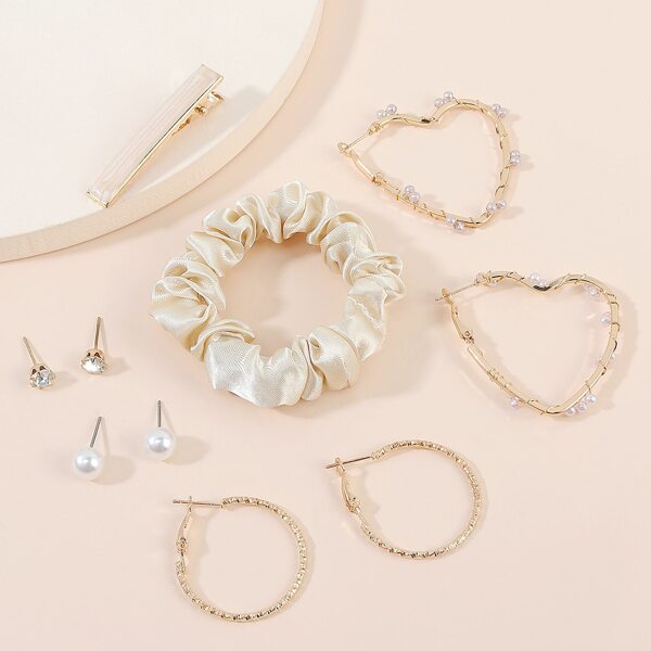 

10pcs Faux Pearl Decor Jewelry Set, Multicolor