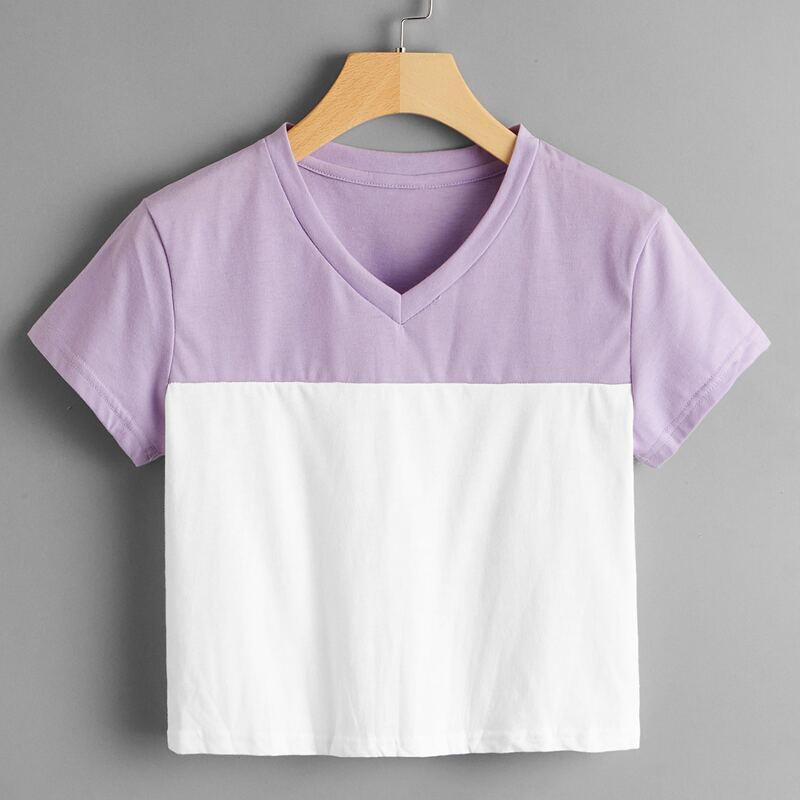 

V-neck Colorblock Tee, Multicolor