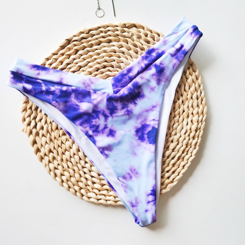 

Tie Dye High Leg Bikini Panty, Violet purple