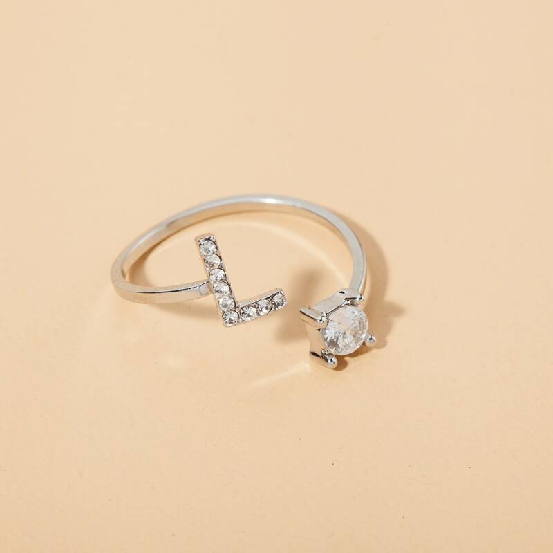 

Letter Decor Cuff Ring, Silver