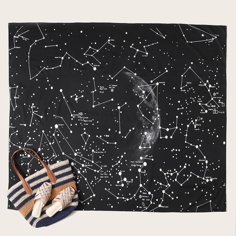 

Galaxy Print Beach Blanket, Black