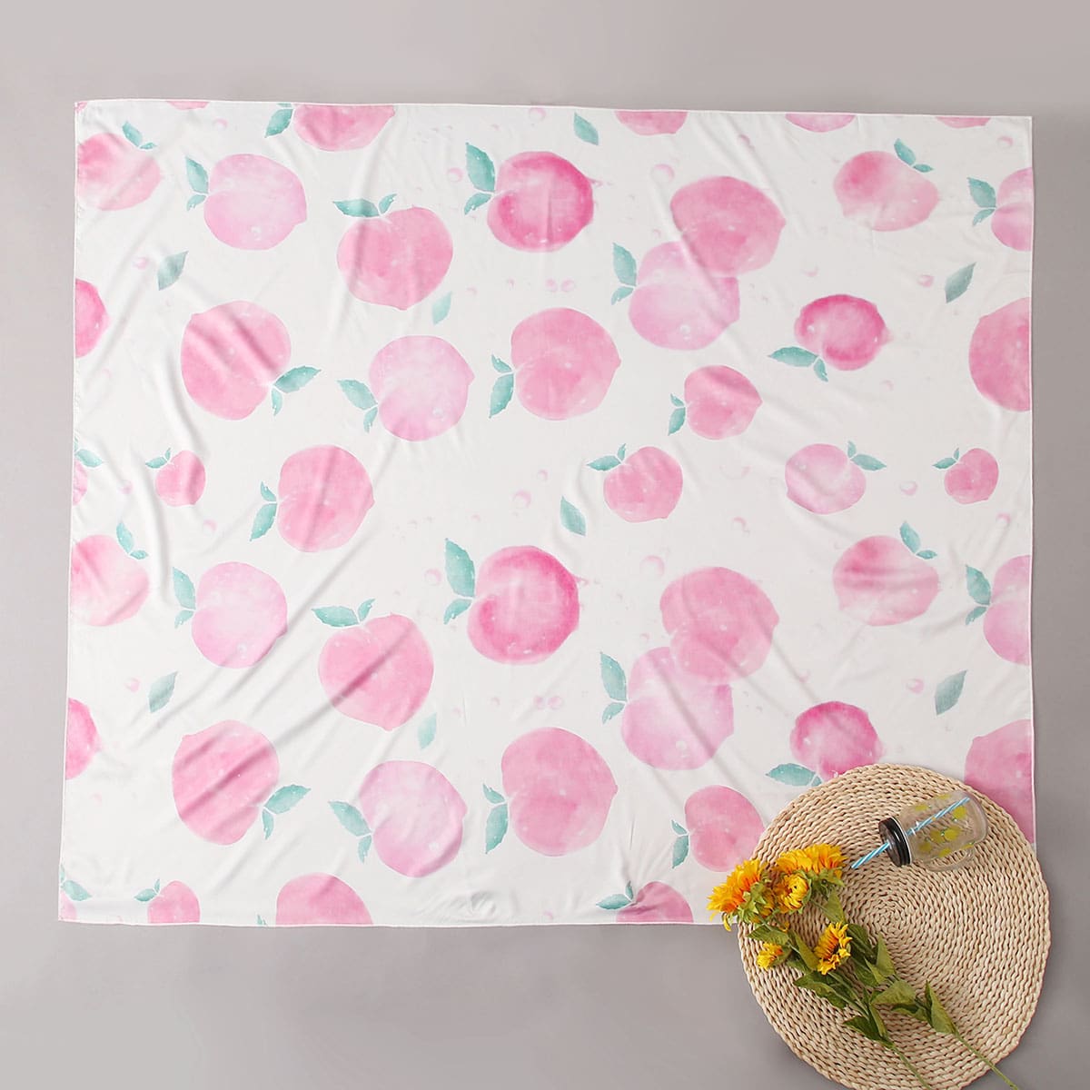 

Peach Print Beach Blanket, Pink