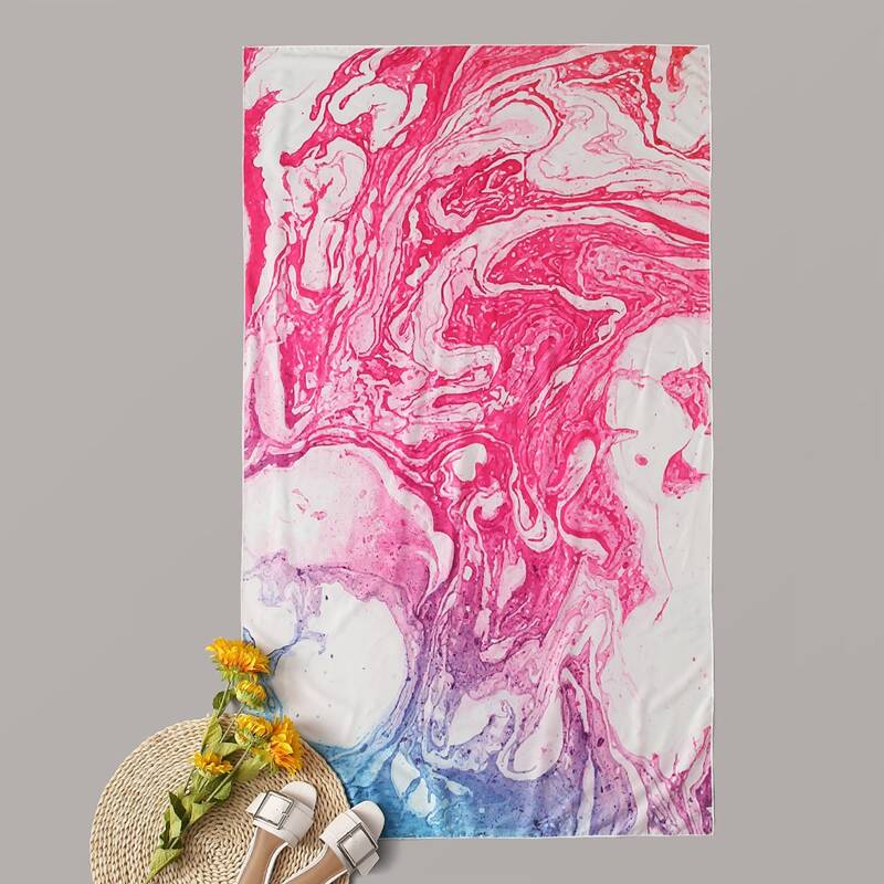 

Marble Print Rectangle Beach Blanket, Multicolor
