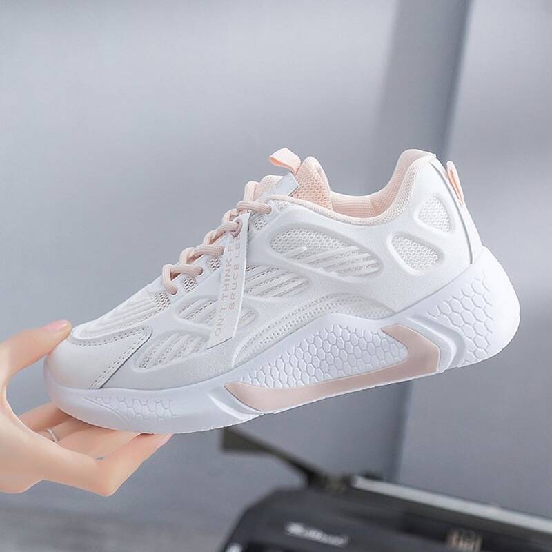 

Lace-up Mesh Chunky Sneakers, White