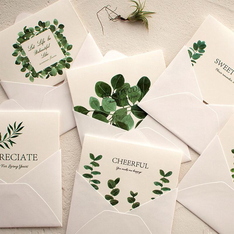 

1pc Plant Print Random Greeting Card, Multicolor