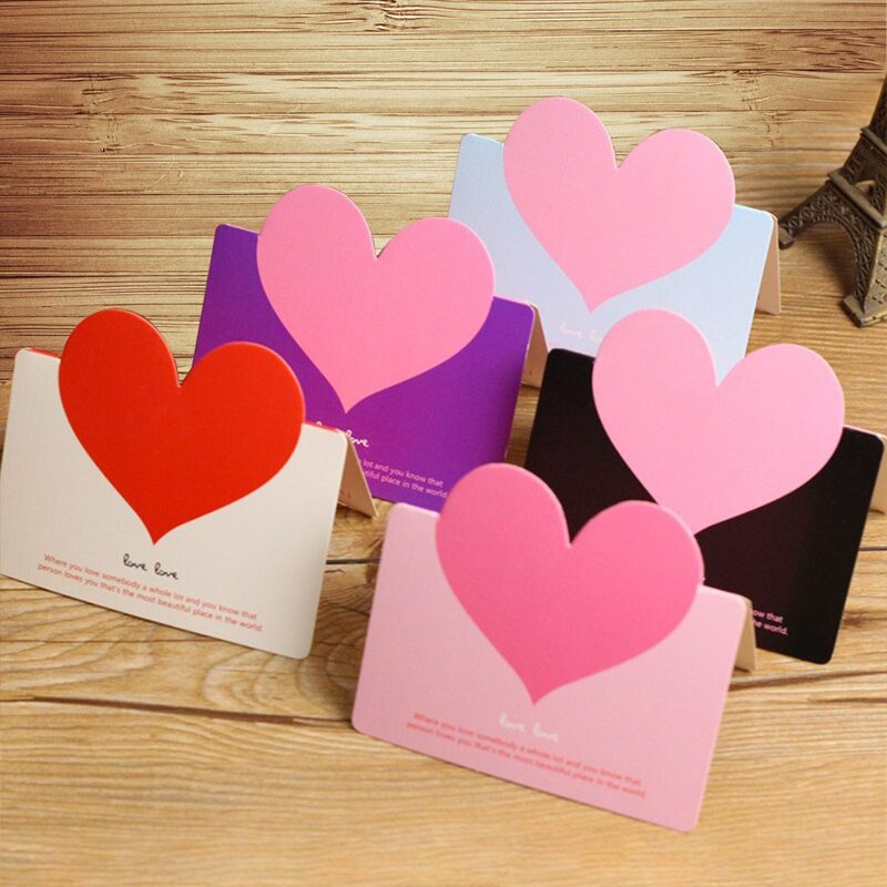

5pcs Heart Greeting Card, Multicolor