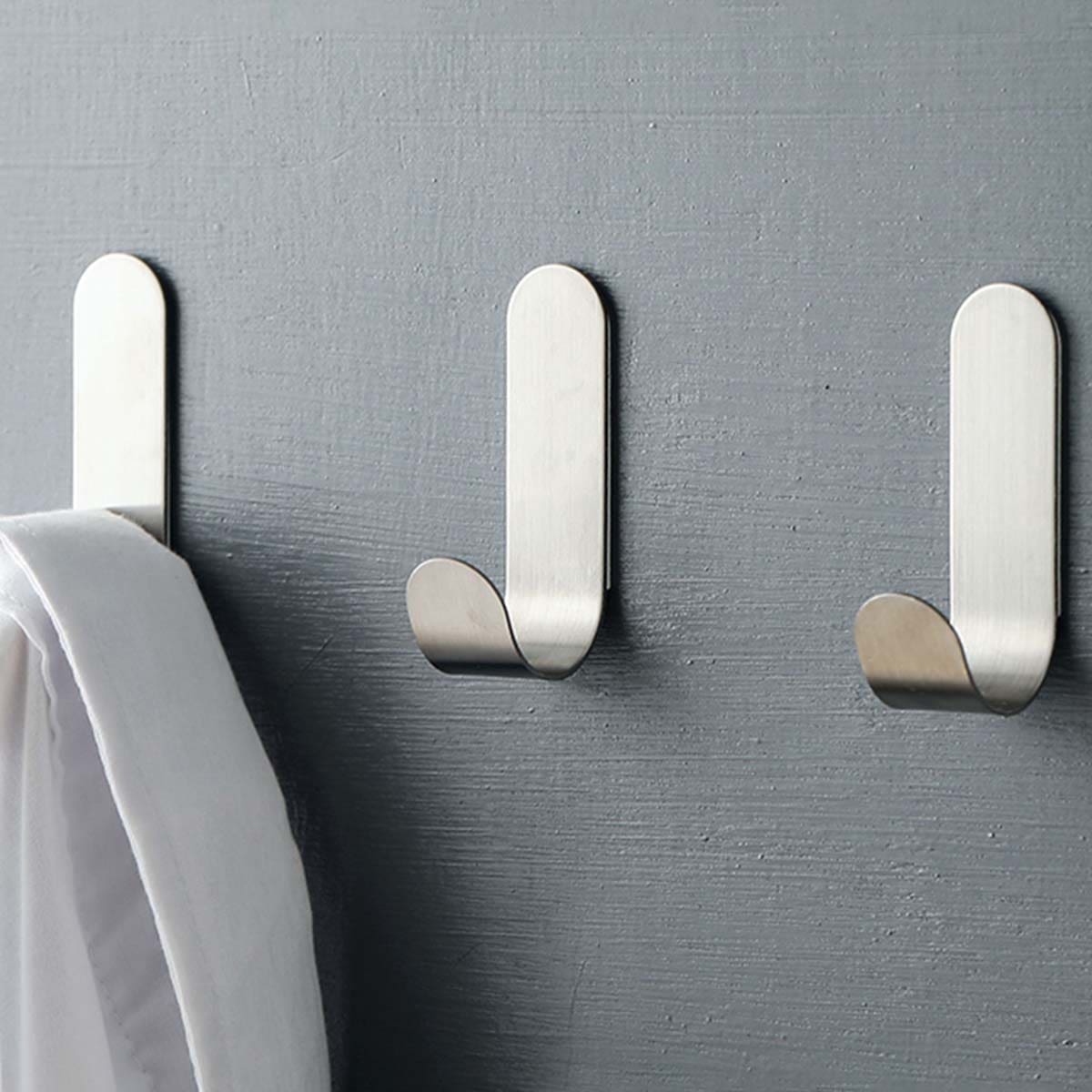 

8pcs Stainless Steel Wall Hook, Silver