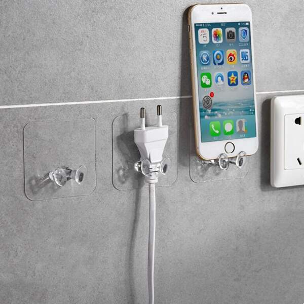 

10pcs Self-adhesive Wall Hook, Clear